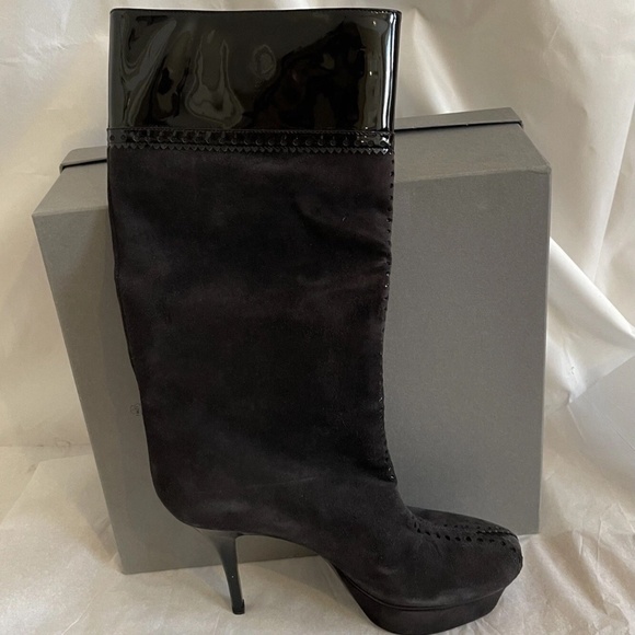 Brand New! YSL Yves Saint Laurent Gray Suede Tribute Boots 39 - Picture 1 of 9